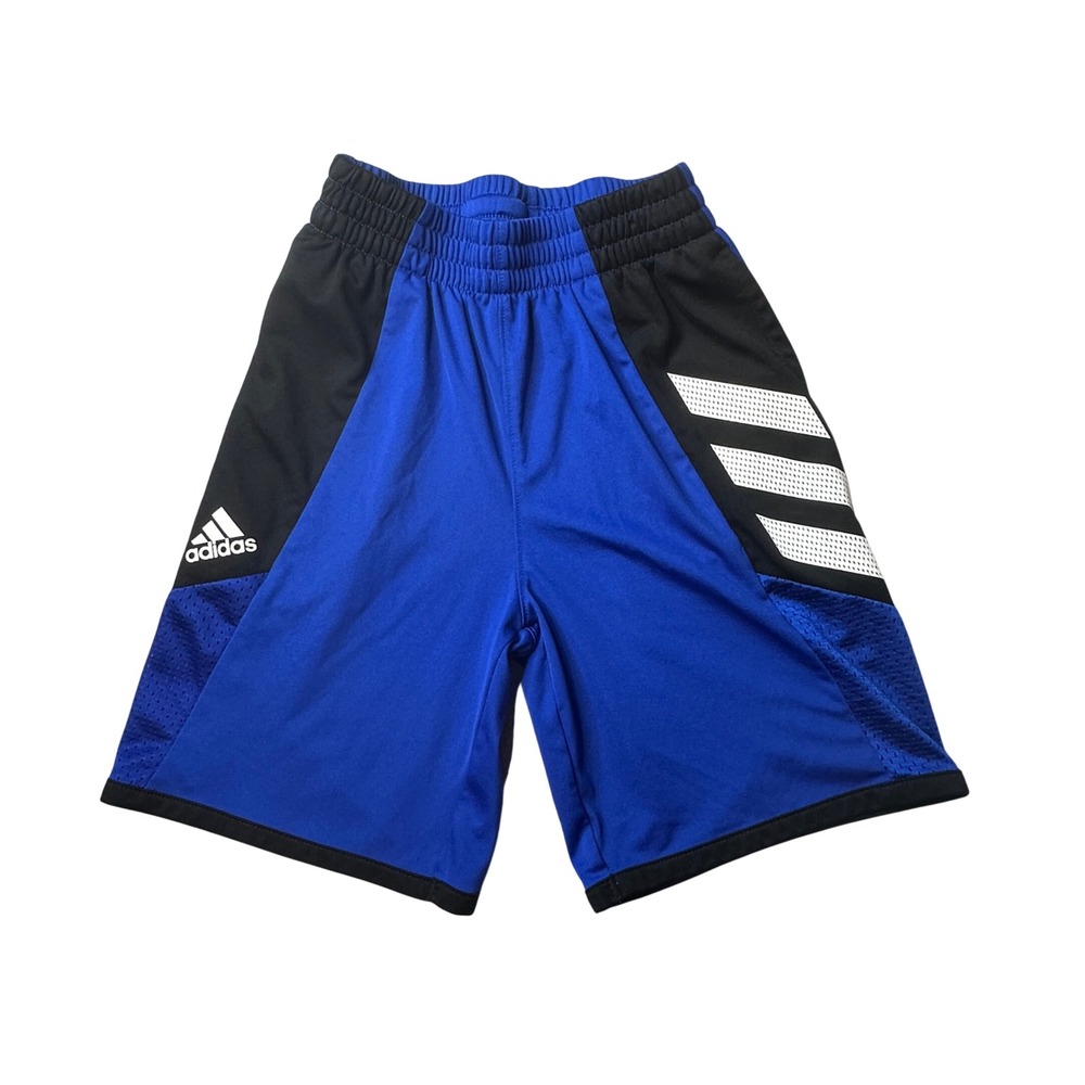 Adidas Shorts Kids S 8 Blue Black Basketball Athletic Mesh Recycled Polyester